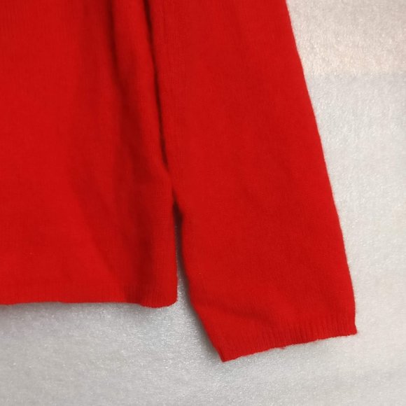 RED V-NECK PURE CASHMERE LONGSLEEVE SWEATER L with measurement - Picture 6 of 6